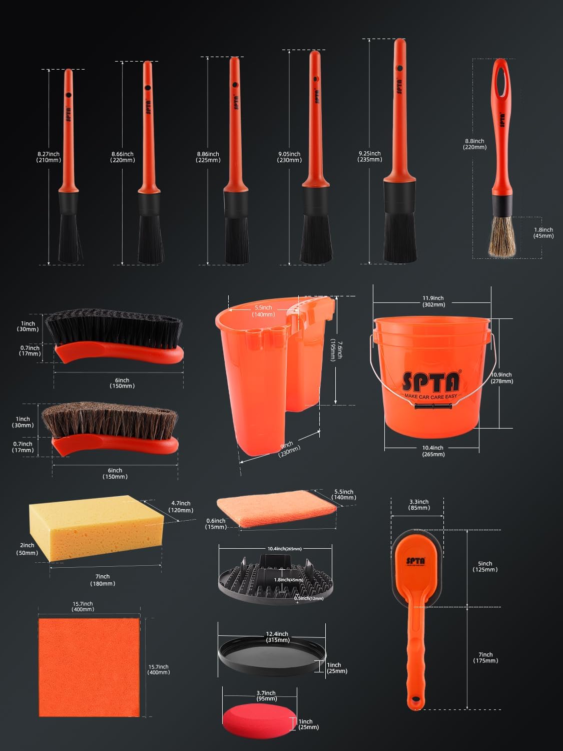 SPTA 31Pcs Car Wash 15L Bucket - Interior Detailing Kit 评论和价格